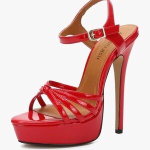 Elegant Red High Heel Sandals size 9